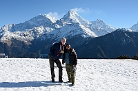 Tore and Hari at Poon Hill in front of Annapurna 1 (8091 m), Annapurna South (7219 m) and Hiunchuli (6441 m) in the background.