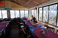 Tore eat breakfast at the hotel dining room in Ghorepani.
