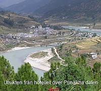 The view from the hotel over Punakha valley