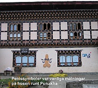 Penis symbols were common paintings on the houses around Punakha