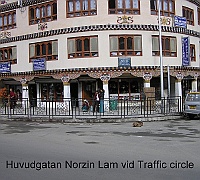Main street Norzin Lam at the traffic circle in Thimphu