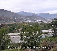 The view over Paro Town from Paro Dzong