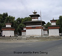 Pagodas outside Paro Dzong