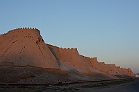 Sunset at the city walls of Khiva.
