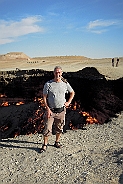 I in front of the crater "Door to Hell" at Darvaza.