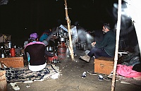 We are waiting for dinner inside one of the tents in Pang Camp (4500m)