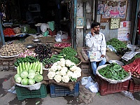 Vegetable sales on Main Bazaar, Pahar Ganj in Delhi 2013