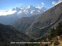 The valley towards Namche Bazar seen from the terrace of my hotel in Tengboche