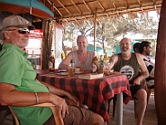 Danne, I and Peter at Antonio's Cafe in Colva