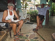 Danne and Alberto (owner of Casa Mesquita) on the veranda