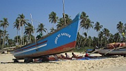 Fishing boats along the beach between Bollywood Hotel and Colva beach