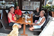 Peter, Leif, Stefan and Janne have a beer after the visit to Dracula's castle.