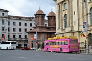 Our bus at the Royal Palace in Bucharest.