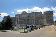 Palace of Parliament in Bucharest is 270 m long, 240m wide, 86m high above the ground and 92m below