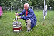 Leif makes sure that beer keg is loaded.