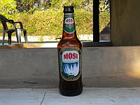 In Zambia, we drank beer Mosi