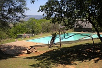 The swimming pool at the campsite.
