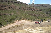 We make a stop on the way up Sani Pass to look at Protea trees and flowers.