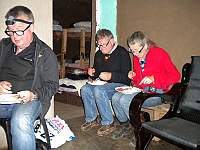 Short on table but everything works if you are hungry. Bernt, Uffe and Kerstin with their dinner.