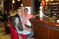 Kerstin and Uffe take an GT in the bar at Addis Ababa airport