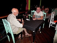 Manuel and Bernt on Pink Caravan dinner in Bocas Town.