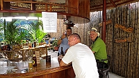 The bar at Backpackers Hostel in La Fortuna.